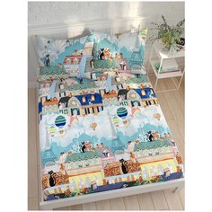 Простынь на резинке Сказка "Париж" натяжная простынь 120х200 см 1,5-спальная