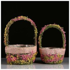 Набор корзин, 2 шт, из травы, 1:20.5X20.5X12.5/32 см, 2:16.5X16.5X11/27 см 4904118 Сима ленд