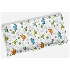 Простыня на резинке Сказка Динозавры, перкаль, 90 х 200 см, белый