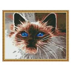 Алмазная мозаика с нанесенной рамкой 40х50 дымчатый КОТ (21 цвет) - KM0628 Molly