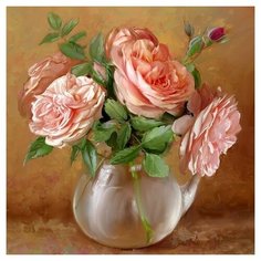 Алмазная мозаика 30х30 бузин. Случайный букет (25 цветов) - KM0707 Molly