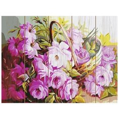 Картина по номерам на дереве 40х50 корзина С цветами (27 цветов) - KD0011 Molly