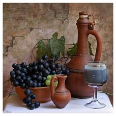 Картина мозаикой 30х30 натюрморт С виноградом (квадрат) (29 цветов) - KM0227 Molly