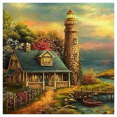 Картина мозаикой 30х30 забытый маяк (квадрат) (40 цветов) - KM0219 Molly