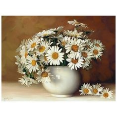 Картины мозаикой 40х50 бузин. Садовые ромашки (квадр. эл-ты) (21 цвет) - KM0257 Molly
