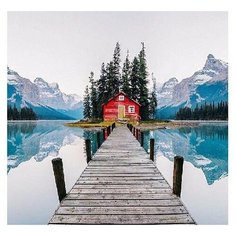 Картина по номерам 30х30 Домик в горах (18 цветов) - KH0696 Molly