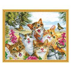 Алмазная мозаика с нанесенной рамкой 40х50 веселая компания (32 цвета) - KM0617 Molly