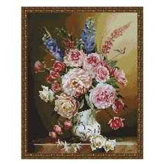 Алмазная мозаика с нанесенной рамкой 40х50 бузин. Свежий букет (38 цветов) - KM0853 Molly