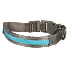 Ошейник для собак DUVO+ светящийся, 36-51см/25мм, нейлон, серо-голубой (Бельгия)