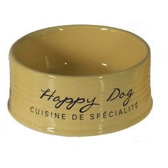 Миска для животных DUVO+ керамическая, "Happy Dog", жёлтая, 10.5см/300мл (Бельгия)