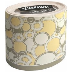 Бумажные салфетки для лица Kleenex, круглая коробка, желтые круги, 3-сл, 64 шт, Kimberly-Cla