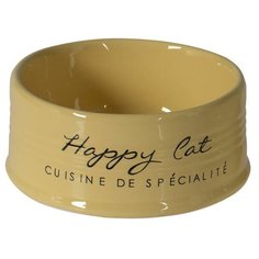 Миска для животных DUVO+ керамическая, "Happy Cat", жёлтая, 10.5см/300мл (Бельгия)
