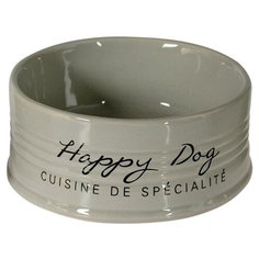 Миска для животных DUVO+ керамическая, "Happy Dog", серая, 14.5см/520мл (Бельгия)