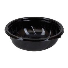 Одноразовые контейнеры круглые, 1000 мл, комплект 75 шт., без крышек, ПЭТ, черные, крышки 605111 Стиролпласт