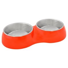 Миска для животных меламиновая двойная DUVO+, красная, D10см/200мл (Бельгия)