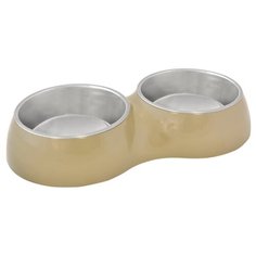 Миска для животных меламиновая двойная DUVO+, бежевая, D13см/450мл (Бельгия)