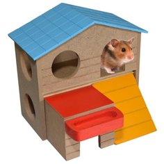 Домик игровой для грызунов DUVO+ "Двухэтажный домик", разноцветный, 13х16х15.5см (Бельгия)
