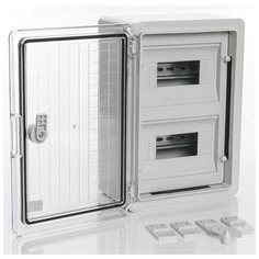 PP3112; Модульный пластиковый шкаф, IP65, УХЛ1., 250х350х150 на 18 модулей (9х2) Прз. Двр. Plastim