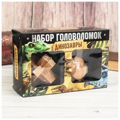 Головоломка Puzzle деревянная "Динозавры" 2 штуки (3825379)