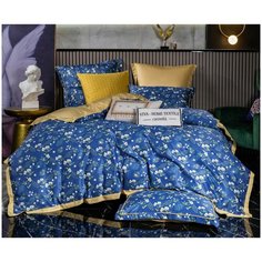 Комплект постельного белья Сатин Роял Тенсель TS001, Дуэт Семейный, наволочки 4 шт СИТРЕЙД