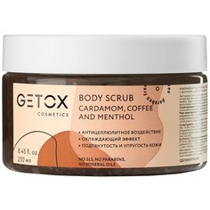 Getox Кофейный антицеллюлитный скраб для тела c ментолом и экстрактом кардамона, 250 мл