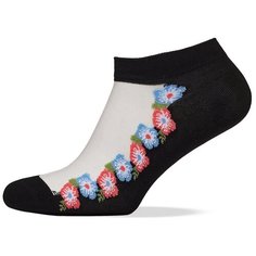 Укороченные женские носки с прозрачной вставкой и фигурными краями "Таинственный сад" Le Cabaret (черный; розовый; голубой) р-р 36-40 (1 пара)