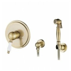 Смеситель скрытого монтажа с гигиеническим душем (белая ручка), бронза KAISER Vincent 31017-1 Bronze Бронза