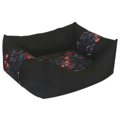 Лежак для собак и кошек ZOOexpress Пухлик Дикие травы №3 55х40х23 см черный