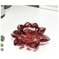 Подсвечник стекло на 1 свечу "Лотос" фиолетовый 5,5х12х12 см 5170555 Сима ленд