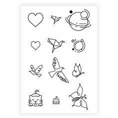 Переводные мини тату - Микс контур/ временные тату/ временные татуировки Mimitoo