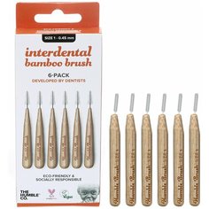 Бамбуковые межзубные ершики BAMBOO INTERDENTAL BRUSH, размер 1 - 0.45ММ, цвет оранжевый The Humble Co.