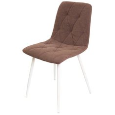 Кухонный стул, СтолБери, Ричи, велюр коричневый, металлокаркас белый матовый