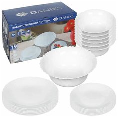Столовый сервиз Daniks Белый, 6 персон, 19 предм., белый