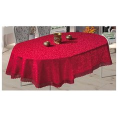 Скатерть DO & CO c гипюром 8525, 220х160 см, бордовый