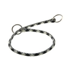 Ошейник-удавка ZooOne с 2-я кольцами круглый Арлекин 8мм, длина ошейника 55 см черно-белый