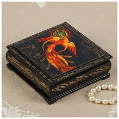 Шкатулка «Жар-птица», 10×10 см, лаковая миниатюра 2431077 Сима ленд