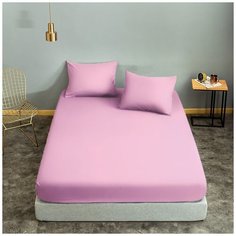 Простыня на резинке Nova Сатин, 160x200 см, розовый