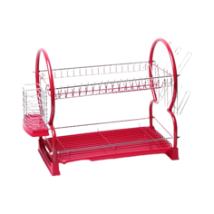 Сушилка для посуды двухъярусная 53*25*37,5см (красная) Kamille