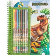 Альбом для раскрашивания Depesche Dino World с набором цветных карандашей (046852)
