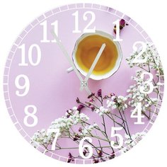 SvS Настенные часы SvS 4001304 Kitchen Чашка чая и цветы СВС