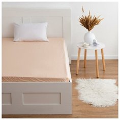 Простыня на резинке Этель 160*200*25 см, цв. бежевый, 100% хлопок, мако-сатин, 128 г/м² 6783305