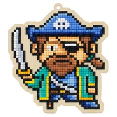 Алмазная мозаика на дереве Подвеска «Капитан пиратов», 11x11 см, Гранни Wood