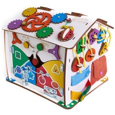 Бизиборд EvoToys развивающий домик Смайлики дома со светом ET-BD-05-02 бежевый/разноцветный