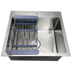 Мойка врезная из нержавеющей стали FABIA PROFI-485443 размер 48,5Х44 СМ толщина 3,0 Х 0,8 ММ ,глубина 200 ММ, большой сифон С переливом И корзина В комплекте