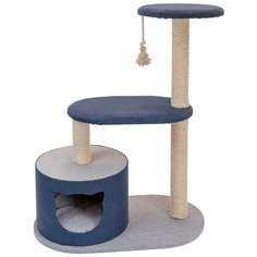 Домик когтеточка Дарэлл Navy круглый с этажом и полкой рогожка беленый джут 85 х 40 х 90 см (1 шт)