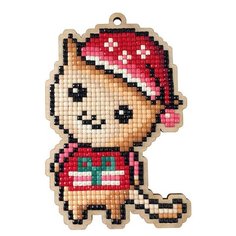 Алмазная мозаика на дереве Подвеска «Котик в колпачке», Гранни Wood