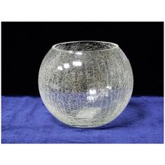 Ваза круглая NinaGlass Шар стекло кракле прозрачный