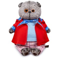 Мягкая Игрушка Кот Басик в красной куртке и брюках в клетку, Basik&Co, 30 см