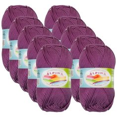Пряжа Alpina Anabel, 100 % хлопок, 50 г, 120 м, 10 шт., №595 фиолетовый