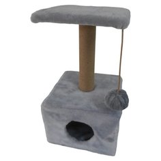 Когтеточка домик с площадкой HOMECAT 37х37х68 см, серый